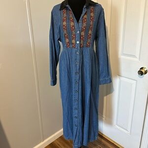 Erika and Co Denim Long Sleeve Maxi Dress size L